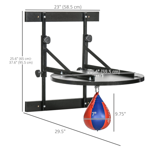 Plateforme de ballon de vitesse réglable de Soozier, sacs de vitesse muraux pour boxe avec pivot à 360° et Speedbag de 10 po, équipement
