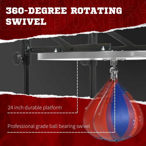 Plateforme de ballon de vitesse réglable de Soozier, sacs de vitesse muraux pour boxe avec pivot à 360° et Speedbag de 10 po, équipement