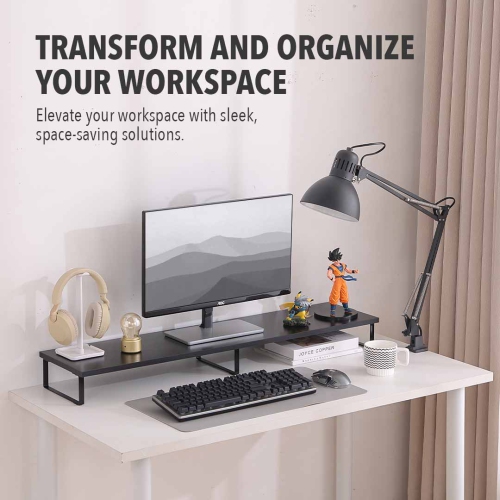 MotionGrey Monitor Stand Riser, 39.4 Inch Ergonomic Desk & tabletop Desktop Stand for Laptop, Desktop Shelf, Computer, MacBook, Notebook, PC - Black