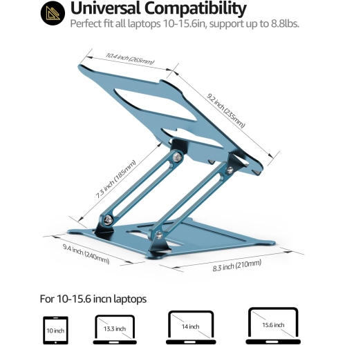 Laptop Notebook Stand Holder, Ergonomic Adjustable Ultrabook Stand Riser Portable Compatible with MacBook Air Pro, Dell, HP, Lenovo Light Weight