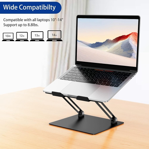 Aluminum Laptop Stand, Ergonomic Adjustable Notebook Stand, Riser Holder Computer Stand Compatible with Air, Pro, Dell, HP, Lenovo More 10-14"