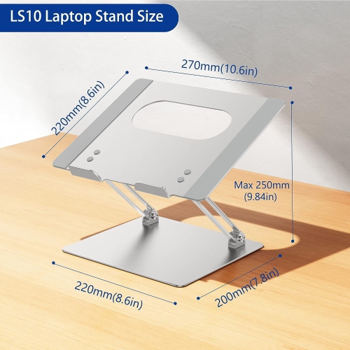 Aluminum Laptop Stand, Ergonomic Adjustable Notebook Stand, Riser Holder Computer Stand Compatible with Air, Pro, Dell, HP, Lenovo More 10-14"