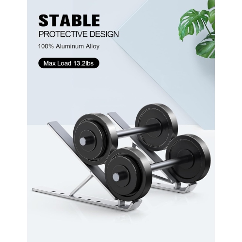 Laptop Stand, Aluminum 5-Levels Adjustable Portable Computer Stand Laptop Cooling Pad, Laptop Riser with MacBook Pro Air, Notebook, Lenovo, Dell,