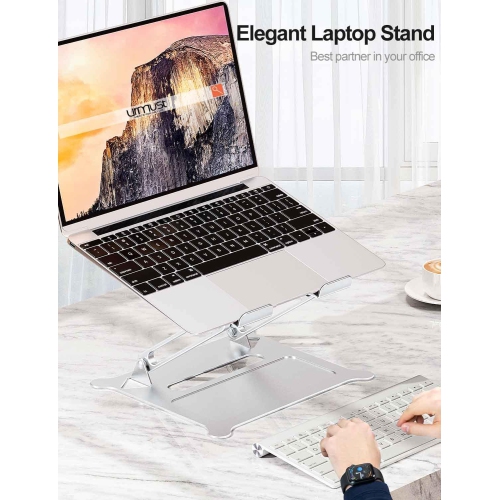 Laptop Notebook Stand Holder Adjustable Ultrabook Stand Riser Portable Compatible with MacBook Air Pro HP Dell XPS Lenovo All laptops 10-15.6" Silver