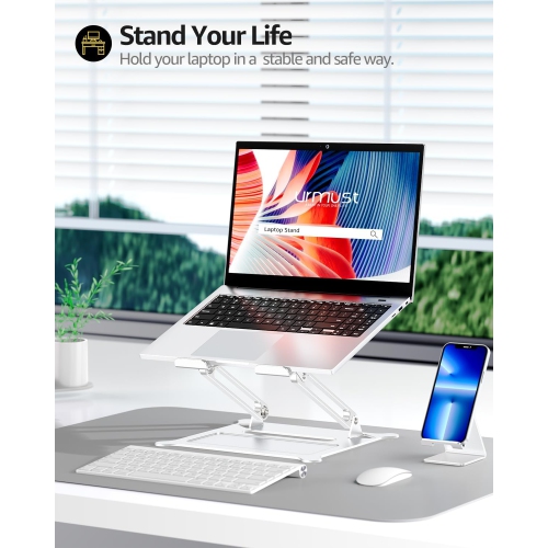 Laptop Notebook Stand Holder Adjustable Ultrabook Stand Riser Portable Compatible with MacBook Air Pro HP Dell XPS Lenovo All laptops 10-15.6" Silver