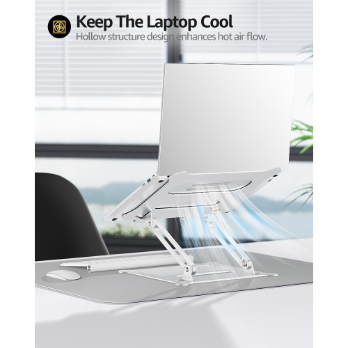 Laptop Notebook Stand Holder Adjustable Ultrabook Stand Riser Portable Compatible with MacBook Air Pro HP Dell XPS Lenovo All laptops 10-15.6" Silver