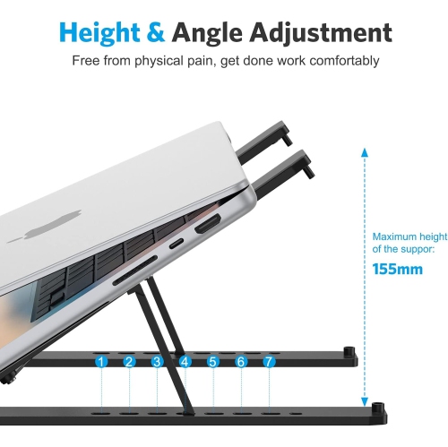 Laptop Stand for Desk Ergonomic 7-Levels Angles Adjustable Computer Stand, Portable ABS Laptop Riser Holder Compatible with All Laptops and
