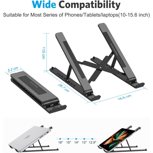Laptop Stand for Desk Ergonomic 7-Levels Angles Adjustable Computer Stand, Portable ABS Laptop Riser Holder Compatible with All Laptops and