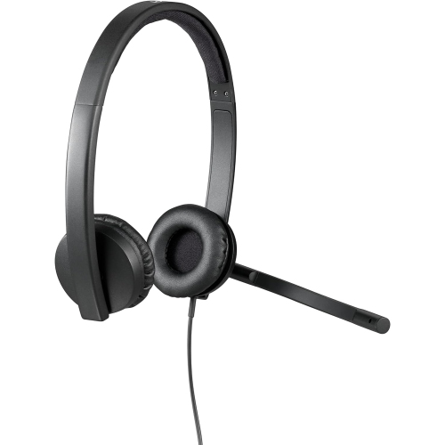 Refurbished- Logitech H570e Wired Headset, Stereo Headphones with Noise-Cancelling Microphone, USB, In-Line Controls with Mute Button, PC/Mac/Laptop