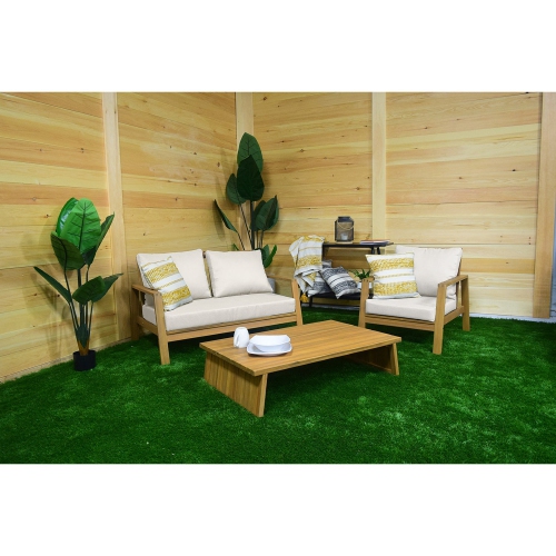 F. Corriveau International - Fuji Scandinavian Style Coffee Table for Outdoors, Made of Acacia Wood