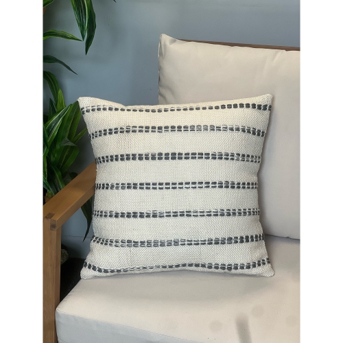 F. Corriveau International - Natural Stripe Cushion, Indoor/Outdoor, 18" x 18"