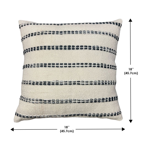 F. Corriveau International - Natural Stripe Cushion, Indoor/Outdoor, 18" x 18"