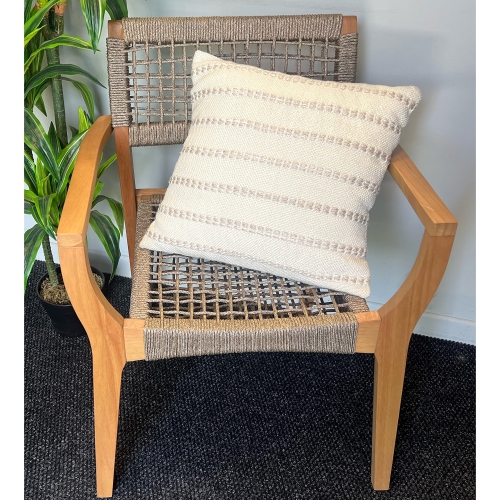 F. Corriveau International - Natural Stripe Cushion, Indoor/Outdoor, 18" x 18"