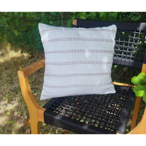 F. Corriveau International - Natural Stripe Cushion, Indoor/Outdoor, 18" x 18"