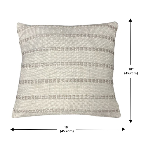 F. Corriveau International - Natural Stripe Cushion, Indoor/Outdoor, 18" x 18"