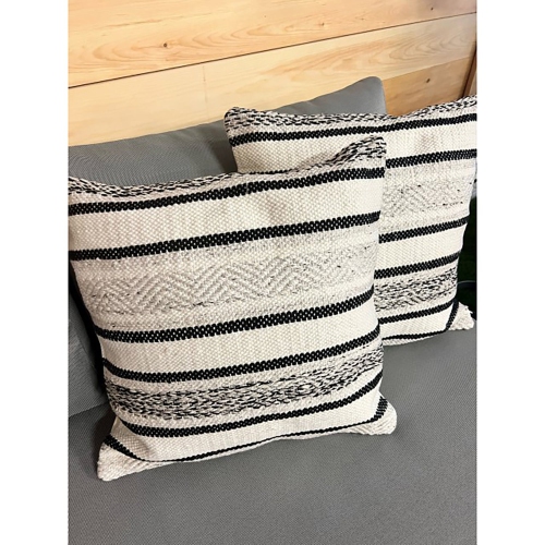 F. Corriveau International - Element Striped Cushion, Indoor/Outdoor, 18" x 18"