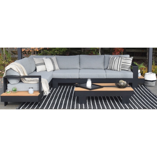 F. Corriveau International - Graphite Striped Rug, Indoor/Outdoor, 8' x 10'