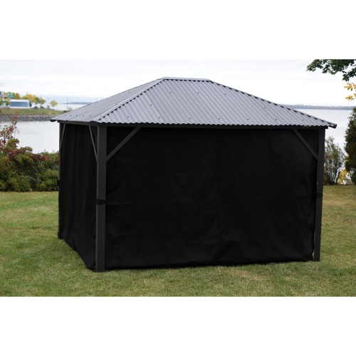 F. Corriveau International - Curtain for Gazebo 12' x 16', Water Resistant, Black
