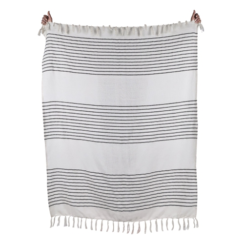 F. Corriveau International - Element Striped Throw, Indoor/Outdoor, 50" x 60"