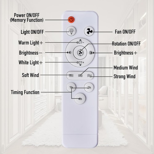 Ventilateur à DEL, ventilateur de plafond miniature 26&nbsp;cm avec télécommande, rotation à 360 degrés, 3 vitesses, 3 modes d'éclairage pour la