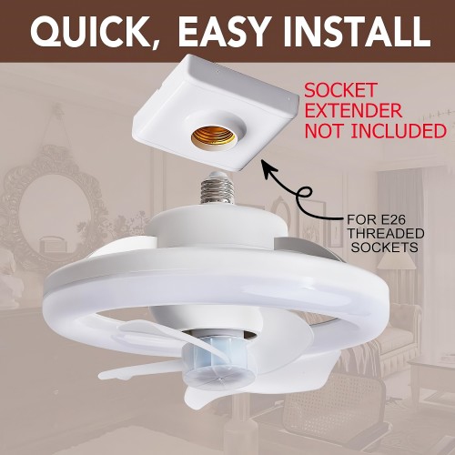 Ventilateur à DEL, ventilateur de plafond miniature 26&nbsp;cm avec télécommande, rotation à 360 degrés, 3 vitesses, 3 modes d'éclairage pour la