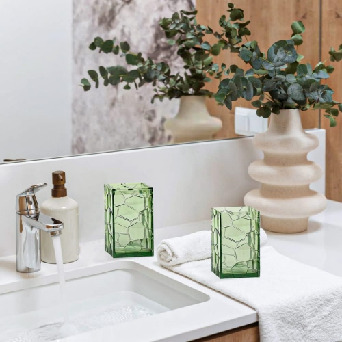 Green 5 Pieces Acrylic Bathroom Accessory Set, with Lotion Dispenser, Soap Dish, Tumbler, Toothbrush Holder, Toilet Brush Set, Elegant Bathroom Decor