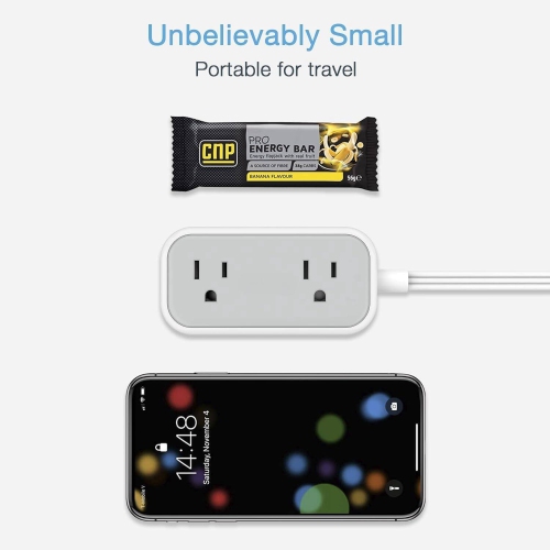 Ultra Thin Flat Plug Power bar 10ft, Flat Extension Cord Indoor with 3 Outlet Extender, 3 USB Charging Station, Small USB Power Strip for Home