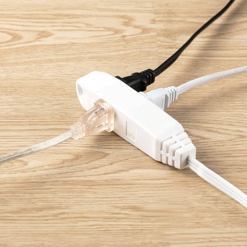 Électrique 10&nbsp;pi – Rallonge d’intérieur de service moyen à 3 prises, mise à la terre, prise à angle droit, blanc