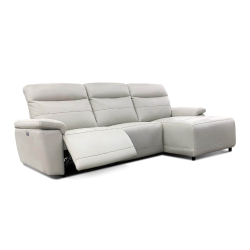 Sofa modulaire inclinable électrique de 102&nbsp;po de largeur Novak Levoluxe cuir agencé gris clair