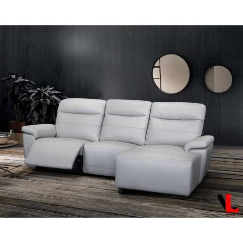 Sofa modulaire inclinable électrique de 102 po de largeur Novak Levoluxe cuir agencé gris clair