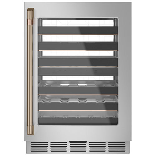 Cellier encastrable à deux zones de température Café pour 46 bouteilles - Acier inoxydable