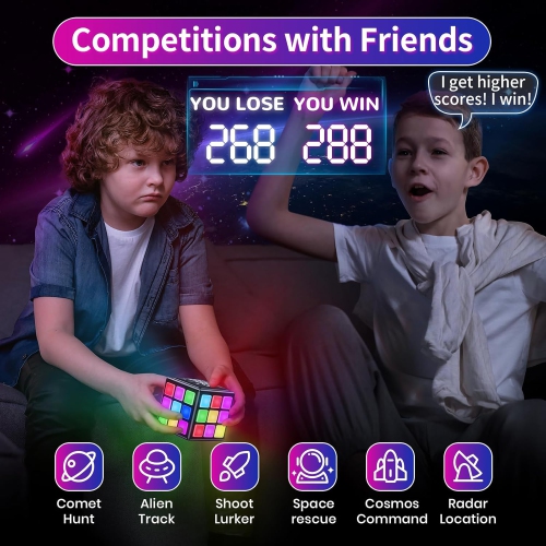 Rechargeable 15-in-1 Game Cube with Score Screen, Fun Brain & Speed Games for Kids - Perfect Christmas & Birthday Gift for Boys and Girls Ages 6-12+