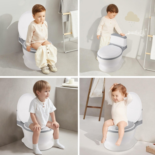 Toddler Potty Training Toilet Lifelike Flushing Sound for Ages 18 Months with Rear Paper Storage Space