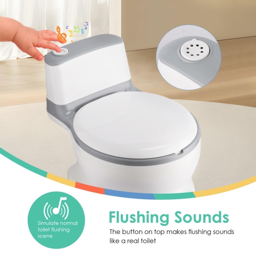 Toddler Potty Training Toilet Lifelike Flushing Sound for Ages 18 Months with Rear Paper Storage Space