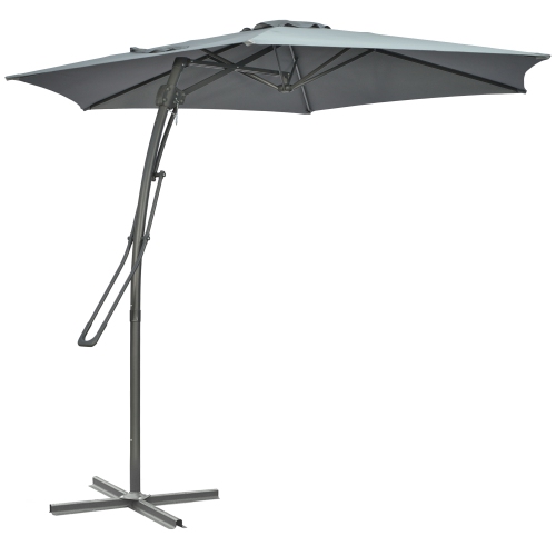 Image 1 of 9.. Outsunny 9.6ft Cantilever Patio Umbrella with Easy Lever, Offset Umbrella with Crank Handle, Cross Base, 6 Metal Ribs, Outdoor Sun Shade for Garden,