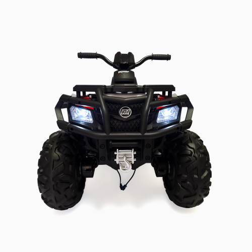 KidsVIP Kids Ride On ATV Upgraded 24V Battery Powered Titan 4x4 AWD Off Road Quad: Rubber Wheels, Leather Seat, Music Player, Lights