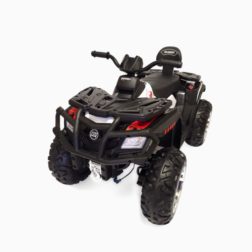 KidsVIP Kids Ride On ATV Upgraded 24V Battery Powered Titan 4x4 AWD Off Road Quad: Rubber Wheels, Leather Seat, Music Player, Lights