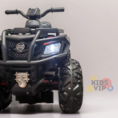 KidsVIP Kids Ride On ATV Upgraded 24V Battery Powered Titan 4x4 AWD Off Road Quad: Rubber Wheels, Leather Seat, Music Player, Lights