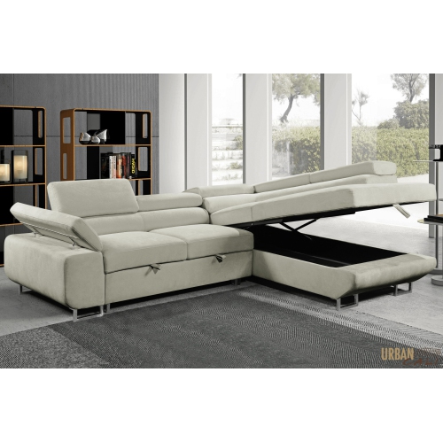 Urban Cali Hollywood Sleeper Sectional Sofa Bed with Adjustable Headrests and Storage Chaise