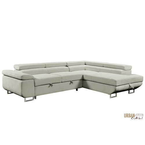 Urban Cali Hollywood Sleeper Sectional Sofa Bed with Adjustable Headrests and Storage Chaise