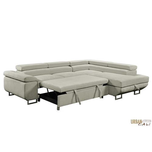 Urban Cali Hollywood Sleeper Sectional Sofa Bed with Adjustable Headrests and Storage Chaise