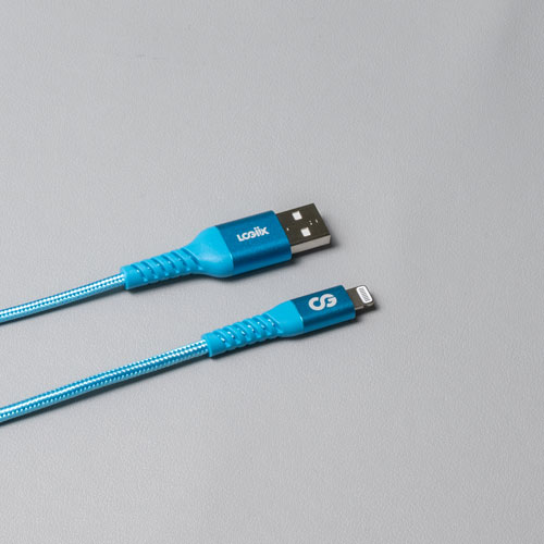 Câble tissé USB-A à Lightning de 1,2 m Vibrance de LOGiiX (LGX-13757) - Turquoise
