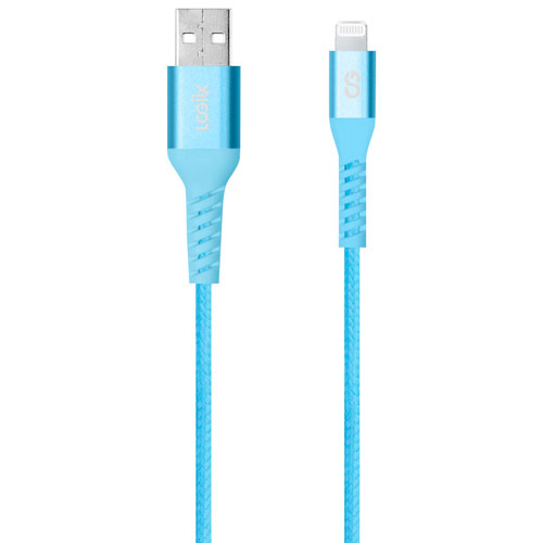 Câble tissé USB-A à Lightning de 1,2 m Vibrance de LOGiiX (LGX-13757) - Turquoise