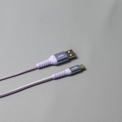 Câble tissé USB à USB-C de 1,2 m Vibrance de LOGiiX (LGX-13760) - Lavande
