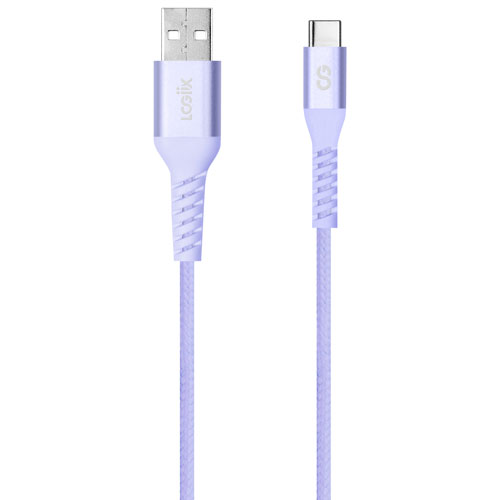 Câble tissé USB à USB-C de 1,2 m Vibrance de LOGiiX (LGX-13760) - Lavande