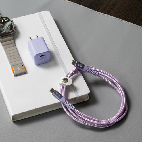 LOGiiX Vibrance 1.2m Braided USB-C to USB-C Cable (LGX-13762) - Lavender