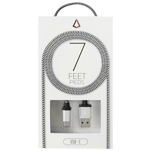 LBT 7 ft. USB-A / USB-C Braided Cable - Black/White