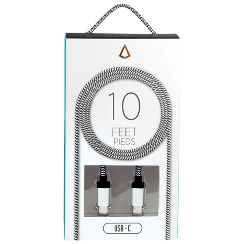 LBT 3m Braided USB-C to USB-C Cable (LBT108) - Black/White