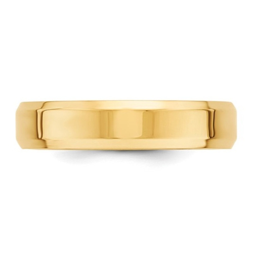 Ladies or Mens 14K Yellow Gold 5mm Comfort Fit Wedding Band Ring with Bevel Edge