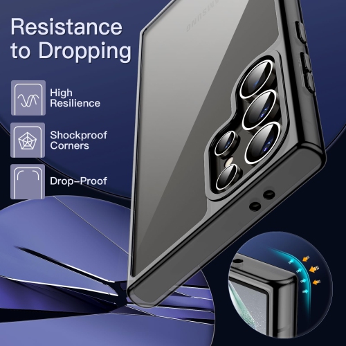 Samsung Galaxy S24 Ultra 5G, Non-Yellowing Shockproof Bumper Protective Phone Cover, Anti-Scratch Hard PC Back